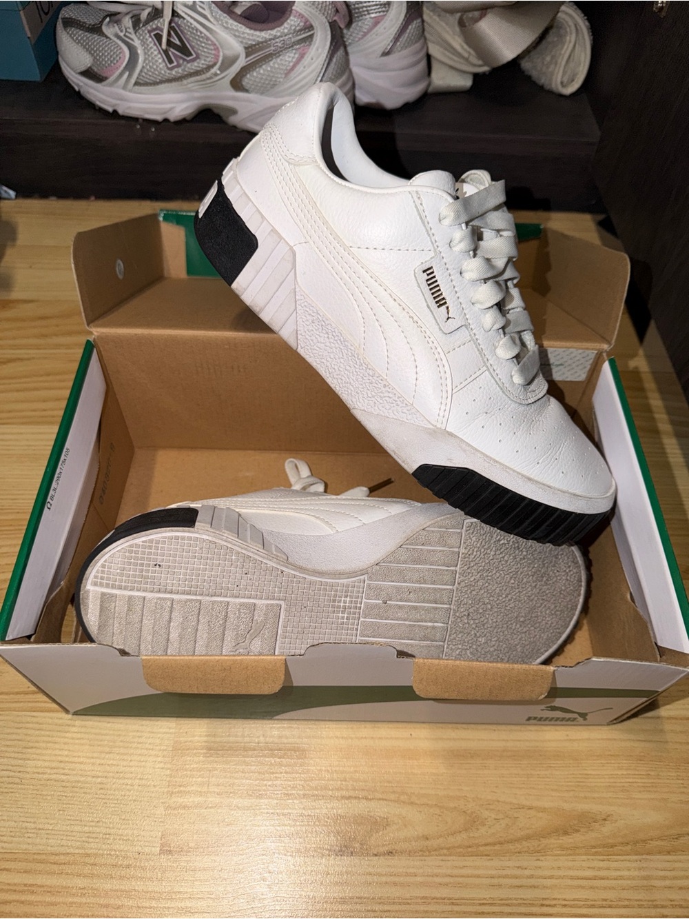 Puma White Men’s Low-Top Sneakers with Black Sole Accents